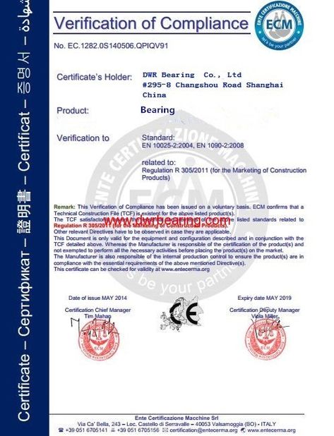 China DWR Bearing  Co., Ltd certification